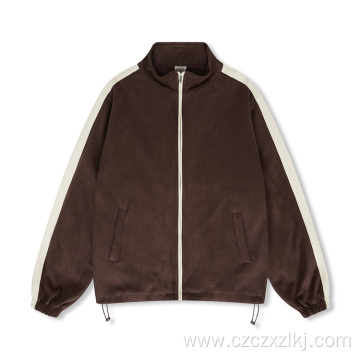 Autumn winter suede zip coat